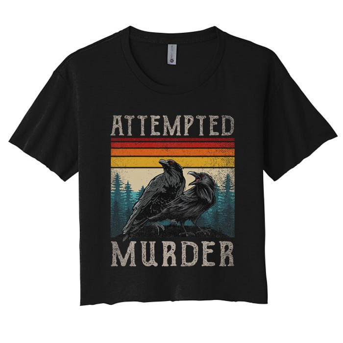 Attempted Murder Crows & Edgar Allen Poe Women's Crop Top Tee