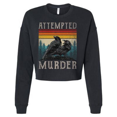 Attempted Murder Crows & Edgar Allen Poe Cropped Pullover Crew