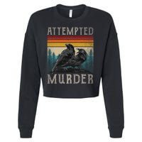 Attempted Murder Crows & Edgar Allen Poe Cropped Pullover Crew