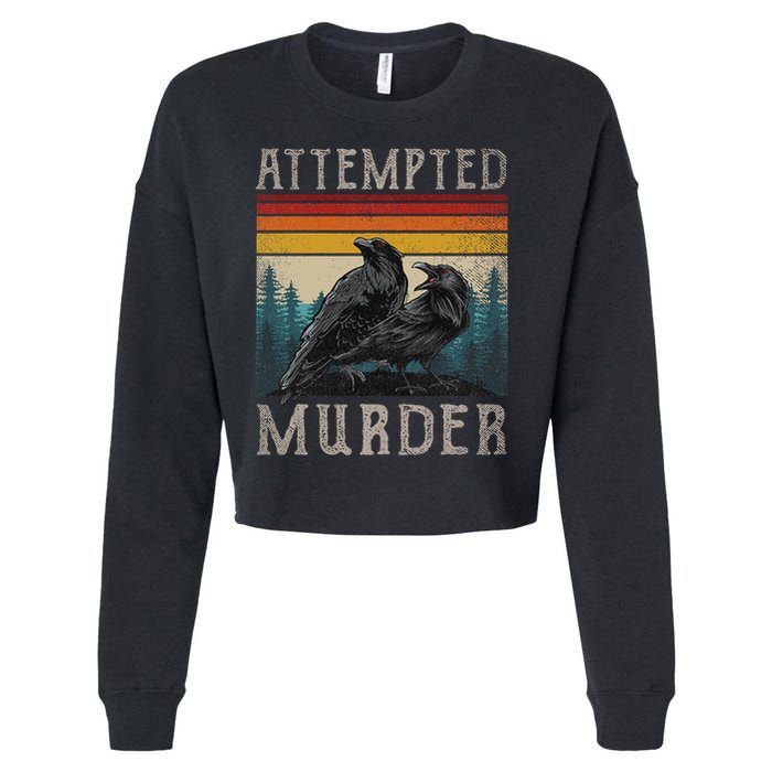 Attempted Murder Crows & Edgar Allen Poe Cropped Pullover Crew