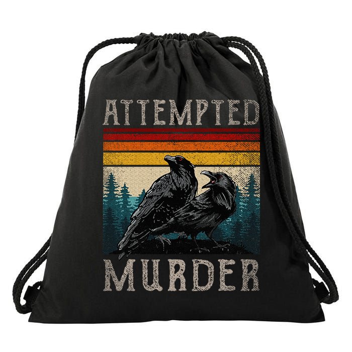 Attempted Murder Crows Drawstring Bag