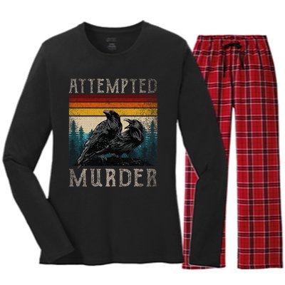 Attempted Murder Crows Women's Long Sleeve Flannel Pajama Set 