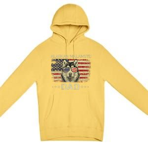 Alaskan Malamute Dad Dog Lovers American Flag 4th Of July Premium Pullover Hoodie