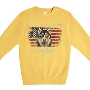 Alaskan Malamute Dad Dog Lovers American Flag 4th Of July Premium Crewneck Sweatshirt