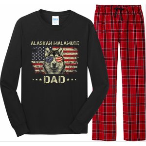 Alaskan Malamute Dad Dog Lovers American Flag 4th Of July Long Sleeve Pajama Set