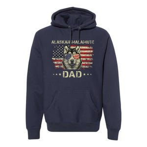 Alaskan Malamute Dad Dog Lovers American Flag 4th Of July Premium Hoodie