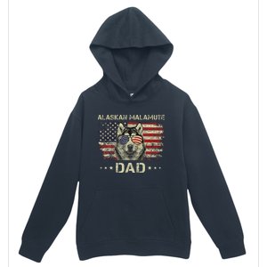 Alaskan Malamute Dad Dog Lovers American Flag 4th Of July Urban Pullover Hoodie