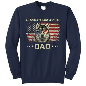 Alaskan Malamute Dad Dog Lovers American Flag 4th Of July Tall Sweatshirt