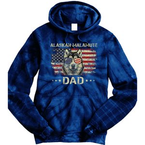 Alaskan Malamute Dad Dog Lovers American Flag 4th Of July Tie Dye Hoodie