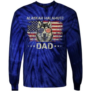 Alaskan Malamute Dad Dog Lovers American Flag 4th Of July Tie-Dye Long Sleeve Shirt