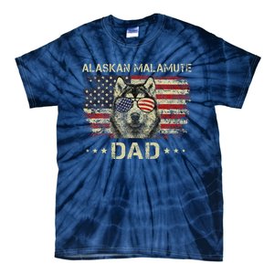 Alaskan Malamute Dad Dog Lovers American Flag 4th Of July Tie-Dye T-Shirt