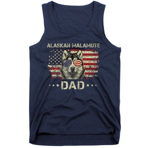 Alaskan Malamute Dad Dog Lovers American Flag 4th Of July Tank Top