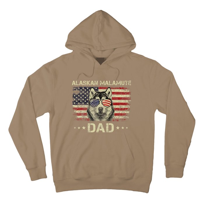 Alaskan Malamute Dad Dog Lovers American Flag 4th Of July Hoodie