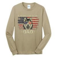 Alaskan Malamute Dad Dog Lovers American Flag 4th Of July Tall Long Sleeve T-Shirt