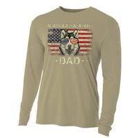 Alaskan Malamute Dad Dog Lovers American Flag 4th Of July Cooling Performance Long Sleeve Crew