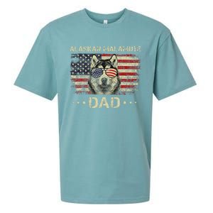 Alaskan Malamute Dad Dog Lovers American Flag 4th Of July Sueded Cloud Jersey T-Shirt