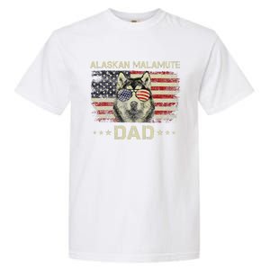 Alaskan Malamute Dad Dog Lovers American Flag 4th Of July Garment-Dyed Heavyweight T-Shirt