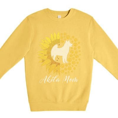 Akita Mom Dog Mom Sunflower American Akita Inu Gift Premium Crewneck Sweatshirt