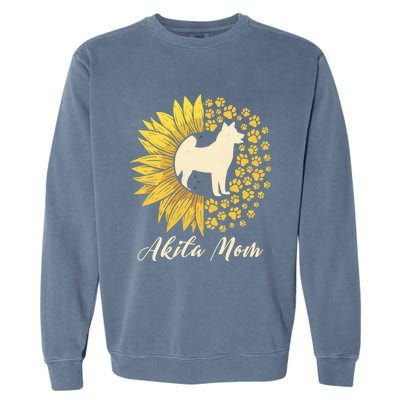 Akita Mom Dog Mom Sunflower American Akita Inu Gift Garment-Dyed Sweatshirt