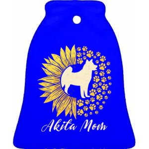 Akita Mom Dog Mom Sunflower American Akita Inu Gift Ceramic Bell Ornament