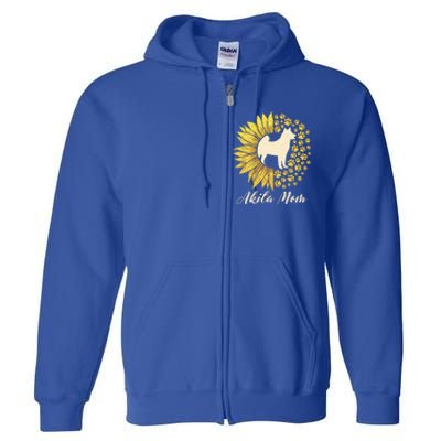 Akita Mom Dog Mom Sunflower American Akita Inu Gift Full Zip Hoodie