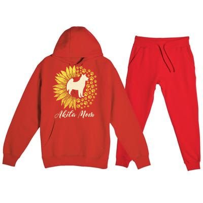 Akita Mom Dog Mom Sunflower American Akita Inu Gift Premium Hooded Sweatsuit Set