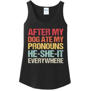 After My Dog Ate My Pronouns HeSheIt Everywhere Funny Dog Ladies Essential Tank