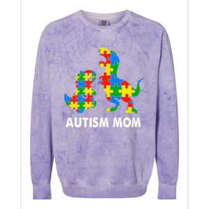 Autism Mom Dinosaur Lovers Dino Mommy Mama Autism Awareness Funny Gift Colorblast Crewneck Sweatshirt