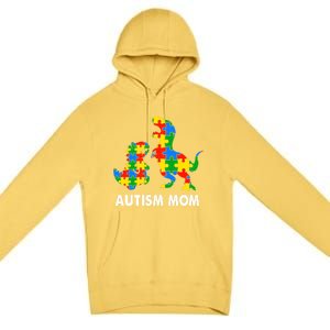 Autism Mom Dinosaur Lovers Dino Mommy Mama Autism Awareness Funny Gift Premium Pullover Hoodie