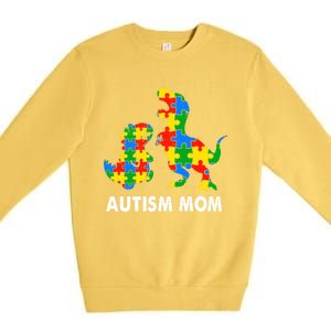 Autism Mom Dinosaur Lovers Dino Mommy Mama Autism Awareness Funny Gift Premium Crewneck Sweatshirt