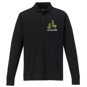 Autism Mom Dinosaur Lovers Dino Mommy Mama Autism Awareness Funny Gift Performance Long Sleeve Polo