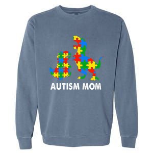 Autism Mom Dinosaur Lovers Dino Mommy Mama Autism Awareness Funny Gift Garment-Dyed Sweatshirt