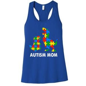 Autism Mom Dinosaur Lovers Dino Mommy Mama Autism Awareness Funny Gift Women's Racerback Tank