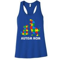 Autism Mom Dinosaur Lovers Dino Mommy Mama Autism Awareness Funny Gift Women's Racerback Tank