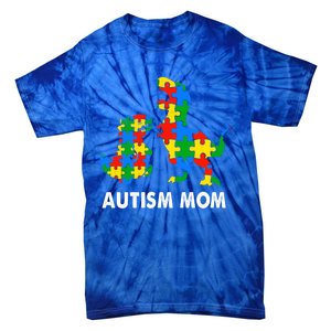 Autism Mom Dinosaur Lovers Dino Mommy Mama Autism Awareness Funny Gift Tie-Dye T-Shirt