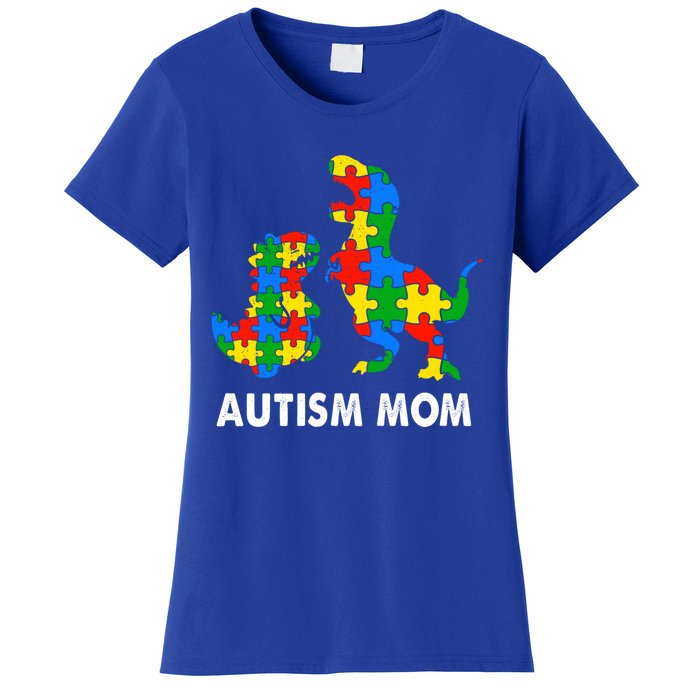 Autism Mom Dinosaur Lovers Dino Mommy Mama Autism Awareness Funny Gift Women's T-Shirt