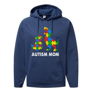 Autism Mom Dinosaur Lovers Dino Mommy Mama Autism Awareness Funny Gift Performance Fleece Hoodie