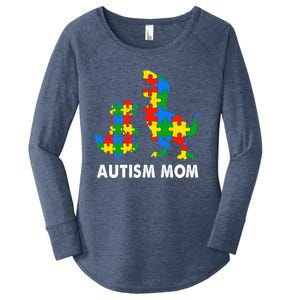 Autism Mom Dinosaur Lovers Dino Mommy Mama Autism Awareness Funny Gift Women's Perfect Tri Tunic Long Sleeve Shirt