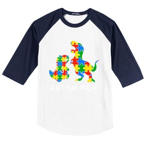 Autism Mom Dinosaur Lovers Dino Mommy Mama Autism Awareness Funny Gift Baseball Sleeve Shirt