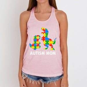 Autism Mom Dinosaur Lovers Dino Mommy Mama Autism Awareness Funny Gift Women's Knotted Racerback Tank