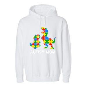 Autism Mom Dinosaur Lovers Dino Mommy Mama Autism Awareness Funny Gift Garment-Dyed Fleece Hoodie