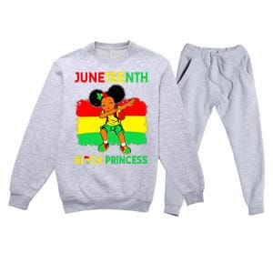 Afro Melanin Dabbing Girl Black Princess Juneteenth Premium Crewneck Sweatsuit Set