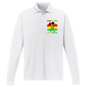 Afro Melanin Dabbing Girl Black Princess Juneteenth Performance Long Sleeve Polo