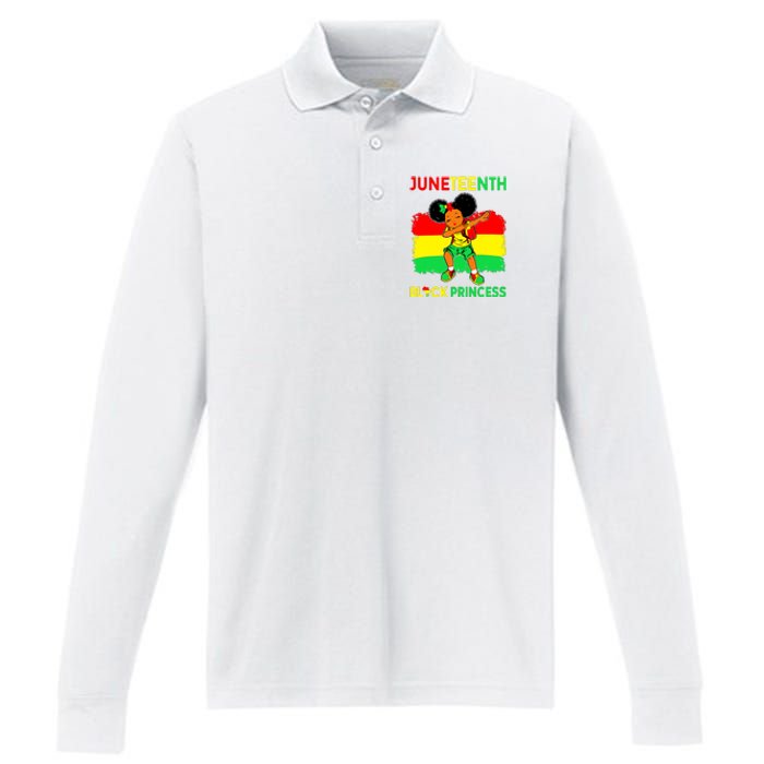 Afro Melanin Dabbing Girl Black Princess Juneteenth Performance Long Sleeve Polo