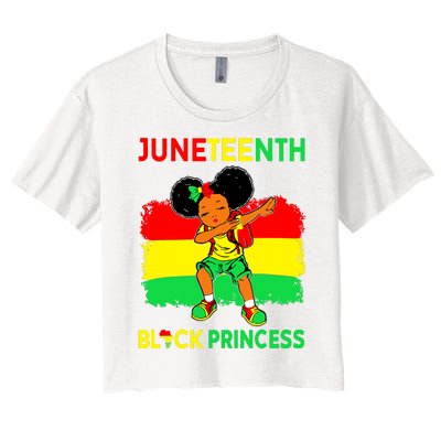 Afro Melanin Dabbing Girl Black Princess Juneteenth Women's Crop Top Tee