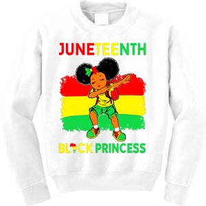 Afro Melanin Dabbing Girl Black Princess Juneteenth Kids Sweatshirt