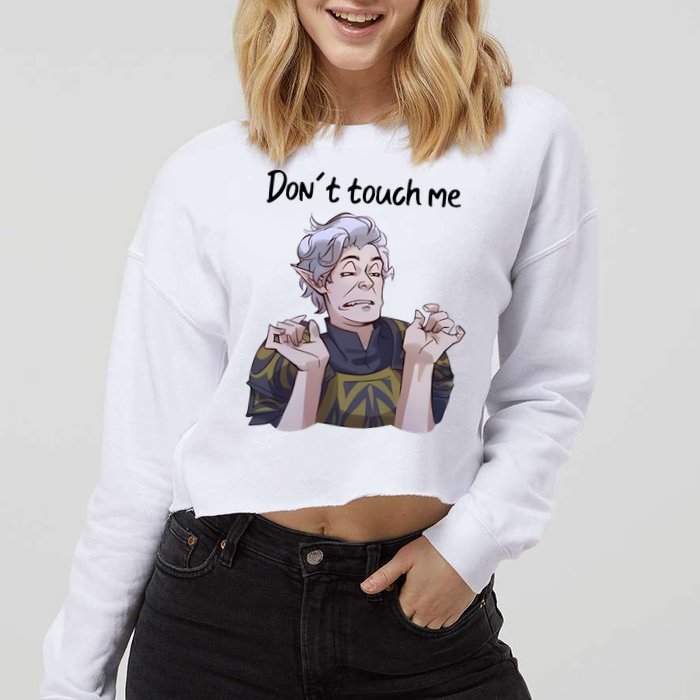 Astarion Meme DonT Touch Me Game Lover Gamer Cropped Pullover Crew