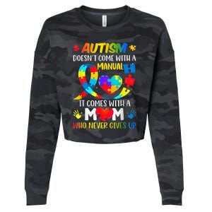 Autism Mom Doesn't Come With A Manual Wo Autism Awareness Cropped Pullover Crew