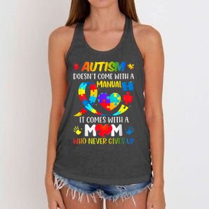 Autism Mom Doesn't Come With A Manual Wo Autism Awareness Women's Knotted Racerback Tank