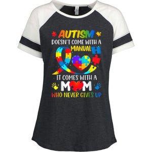 Autism Mom Doesn't Come With A Manual Wo Autism Awareness Enza Ladies Jersey Colorblock Tee